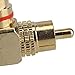 Angle RCA Adapter , 1 Male to 2 Female M-F Video Audio Splitter RCA Right Angle Plug "Y" Shape Adapter Gold-Plated Metal RS.305.00