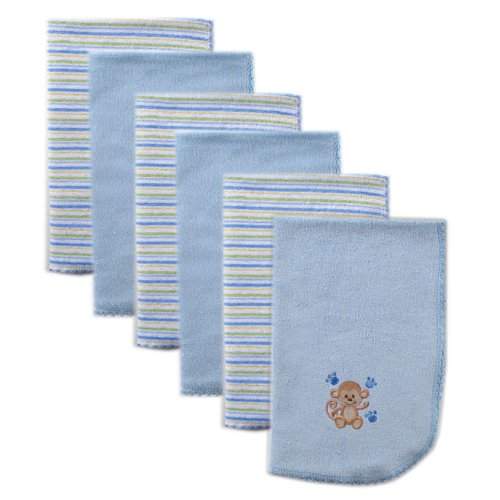 Luvable Friends 6 Pack Baby Burp Cloths, Blue