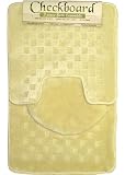 Home Dynamix Checkboard Bath Rug Set: CB3S-100 Ivory 3 Piece Set: 3 Piece Bath Rug Set