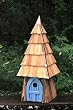 Storybook Hobbit Bird House with Blue Stained Door, Handcrafted in the USA