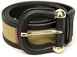 Burberry - Burberry Black Leather Nova Check Canvas Belt 11781957-375