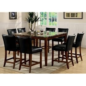 9pc Counter Height Dining Table and Stools Set Cherry Finish by visiondecor Furniture