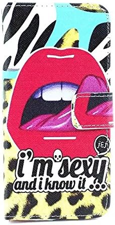 Savegood Sexy Red Lips Rock Roll Smart Slim Flip Leather Wallet Card Slot Case Cover For Apple 4.7" iPhone 6