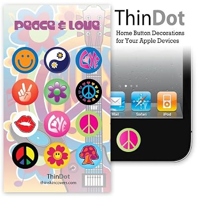 ThinDot Home Button Stickers for iPhone, iPad, iPod "Peace and Love 4"