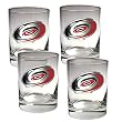 Carolina Hurricanes NHL 4pc Rocks Glass Set - Primary Logo by Great American Products