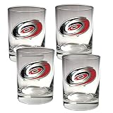 Carolina Hurricanes NHL 4pc Rocks Glass Set - Primary Logo