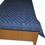 Cotton Bedspread Bedcover Wood Block Print Double Layered Embroidered (bscov370)