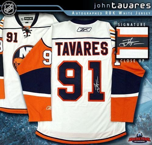 John Tavares New York Islanders Autographed/Hand Signed White Reebok Premier Jersey