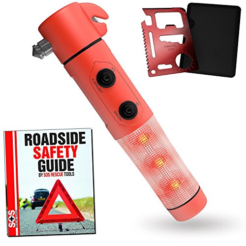 Car safety tool - window breaker seatbelt cutter with l…