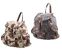 Ladies Women's Floral Canvas Rucksack Backpack School College Gym Shoulder Bag