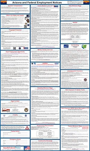 2022 Arizona Labor Law Posters (Laminated) Combo State and Federal Poster 27"x40"