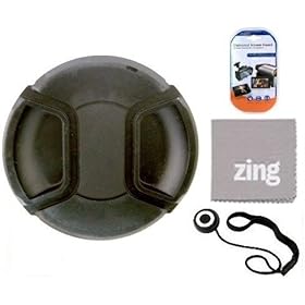 37mm Universal Snap-On Lens Cap For Sony HDR-CX520V 64GB Flash HD + Cap Keeper + MicroFiber Cleaning Cloth + LCD Screen Protectors