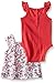 Calvin Klein Baby Girls' Printed Top, Solid Bodysuit and Short Set, Red/Black, 0-3 Months