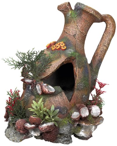 Aquarium Dekoration Aqua Ornaments \"KRUG MIT MUSCHEL\" mit Pflanzen; L23 x B20  Preisvergleich