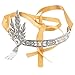 Pixnor Luxury Bling 1920s Flapper Great Gatsby Tiara Pearl Crown Bridal Wedding Head Hair