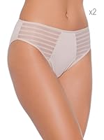 Selene Pack x 2 Braguitas Tul Rayas (Tierra)