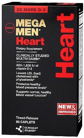 Heart Multivitamin, Caplets 90 ea By GNC Mega Men(Pack of 2)