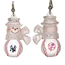 New York Yankees MLB Snowman Baseball Earrings (1")