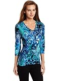 Jones New York Women's Printed V-Neck Tee
