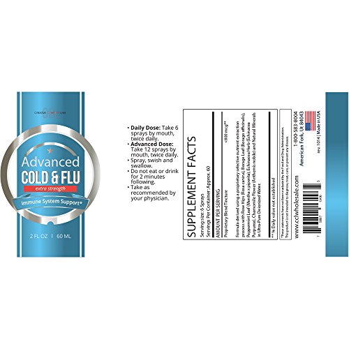 Creative Concept Labs Advanced Cold & Flu -- Extra Strength. All Natural Spray supports and lifts Immune System. Provides Relief Now and Support for the Future. 100% Money Back Guaranteed.