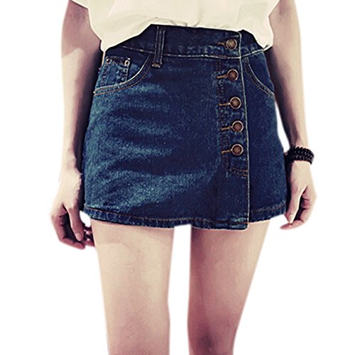 (ライムガーデン) Lime Garden デニム ショート パンツ ガーリー ミニ丈 スカート デザイン キュロット 足長効果 ボタン ジッパー ベルト ホルダー シンプル 着回し コーデ