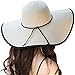 Lanzom Womens Wide Brim Straw Hat Floppy Foldable Roll up Cap Beach Sun Hat UPF 50+ (Style B-Beige)
