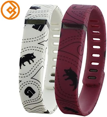 Bandcase New Style Pig Set Size Large L or Size Small S Multicolor Pig Combinational Replacement Bands with Metal Clasps for Fitbit Flex Only No Tracker/ Wireless Activity Bracelet Sport Wristband Fit Bit Flex Bracelet Sport Arm Band Armband (White&Raspberry, Large)