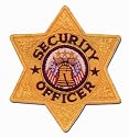 6 (Six) Point Star SECURITY OFFICER Guard Patch Insignia Emblem Blue Lettering on GOLD Background with Full Color Center 3" (Pair, 2 INCLUDED !!)