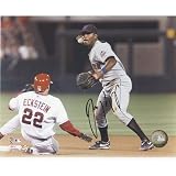 Jose Reyes Autographed New York Mets (Grey Jersey Fielding Horiz) 8x10 Photo