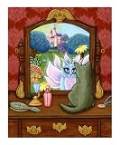 The Chimera Vanity : Fairy Cat Antique Mirror Stretched Canvas Poster Print by Carrie Hawks, 20x24