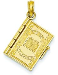 14K Yellow Gold Ten Commandments Bible Charm Jewelry