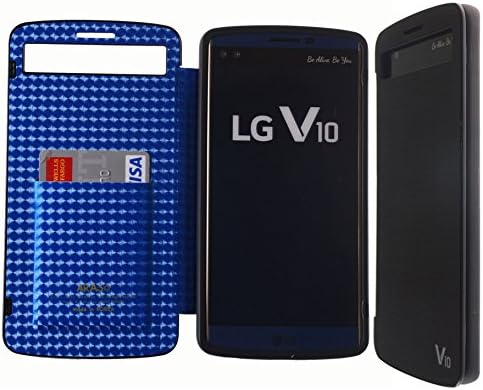 Style Bumper [Quick Window View] Case PU Leather [Magnetic Closure] Flip Cover [Anti Shock] 1 Credit Card Case For LG V10 (Black)