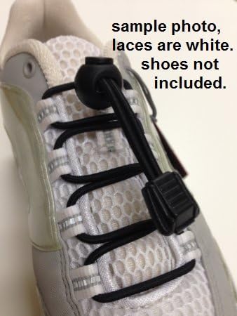 White Pinch Tie Shoe Laces. Elastic No Tie Shoe Laces. (White)