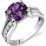 Solitaire Style 2.75 carats Alexandrite Ring in Sterling Silver Rhodium Finish Available in Sizes 5 thru 9