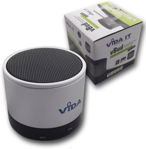 Vida IT vBud Bluetooth Speaker Mini Wireless Pod For ZTE Blade S6 Grand X Max+ Blade L2 Blade V Redbull V5 V9180 Cell Phone Smartphone Tablet PC For Playing Music - Built in Micrphone (Silver)