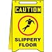 Accuform Signs MF105 Plastic Free-Standing Fold-Ups Floor Safety Sign, Legend "CAUTION SLIPPERY FLOOR" with Graphic, 12" Width x 20" Height x 0.125" Thickness, Black/Red on Yellow