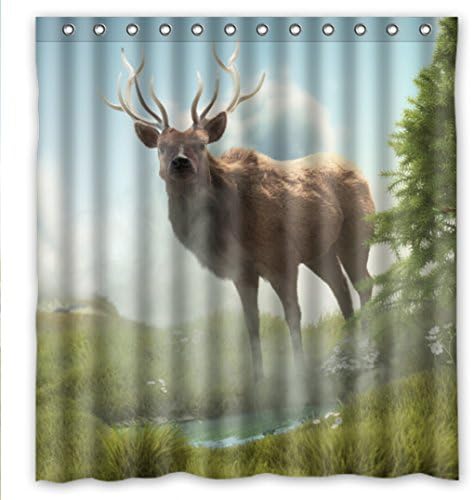SANMOU Custom Animal Elk Shower Curtain Waterproof Polyester Bathroom 66" x 72"