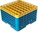 Carlisle RG49-5C411 OptiClean 49 Compartment Glass Rack with 5 Extenders, 11.9", Polypropylene, Yellow/Carlisle Blue