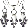 Pendant Earring Hand Made Jewellery in Sterling Silver With Amethyst Gemstones 26 Grams (gpers020)