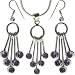 Pendant Earring Hand Made Jewellery in Sterling Silver With Amethyst Gemstones 26 Grams (gpers020)