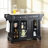 Best Price Crosley Furniture KF30001BBK - LaFayette Natural Wood Top Kitchen Island (Black Finish)