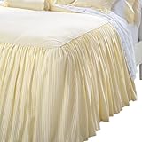 Classic Seersucker Gathered Bedspread-Yellow/White--Queen