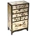EXP Handmade Asian Furniture - 37" Silver & Black Lacquer Chinese Dresser / Cabinet With Peony Motif