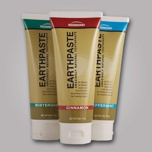 Earthpaste - 3 Pack - Assorted Flavors - Peppermint - Wintergreen - Cinnamon - Natural Organic Flouride Free Toothpaste - 4 Ounce Tubes (Tri Flavor) by Redmond Trading