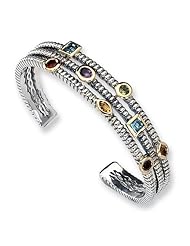 Sterling Silver w/14k Gemstone Bangle