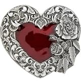 3-D Detalied Western Heart With Rose Belt Buckle