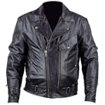 Motorcycle Jackets - Mens Vented Leather Motorcycle Jacket MJ419