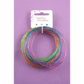 Card of 12 glitter coloured gummy bangles