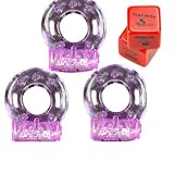 3Pcs Orgasmic Stay Hard Vibrating Erection Ring, Purple