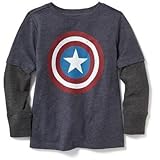 オールドネイビー OLD NAVY/ マーベル? キャプテンアメリカ 2-in-1 ティ インク ブルー トップス長袖シャツ 12～18ヶ月【並行輸入】